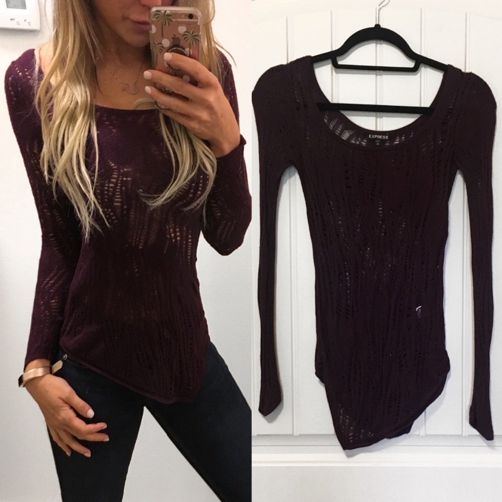 Express Asymmetrical Hem Purple Sweater XS